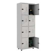 Armário Roupeiro Aço 8 Portas Academia Guarda Volume EA702 Cinza