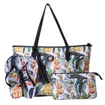 Kit Praia Bolsa Chinelo Necessaire com Estampa Tropical Qualidade e Versatilidade em um Só Produto
