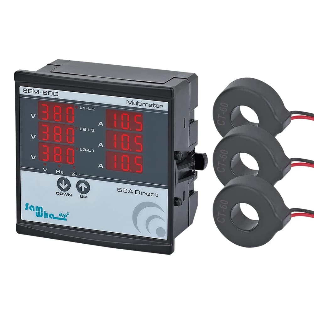 Samwha-Dsp SEM-XXD Digital Multimeter, Contains 3 C.T, Three Phase Volt(L-L),(L-N), Ampere ,Frequency, Phase Sequence Display