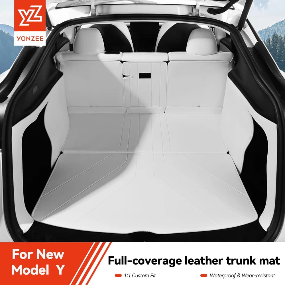 YZ For Tesla Model Y Juniper 2021-2026 Leather Trunk Mats Fully Surrounded Waterproof Non-Slip Liner Custom Floor Mat Accessorie