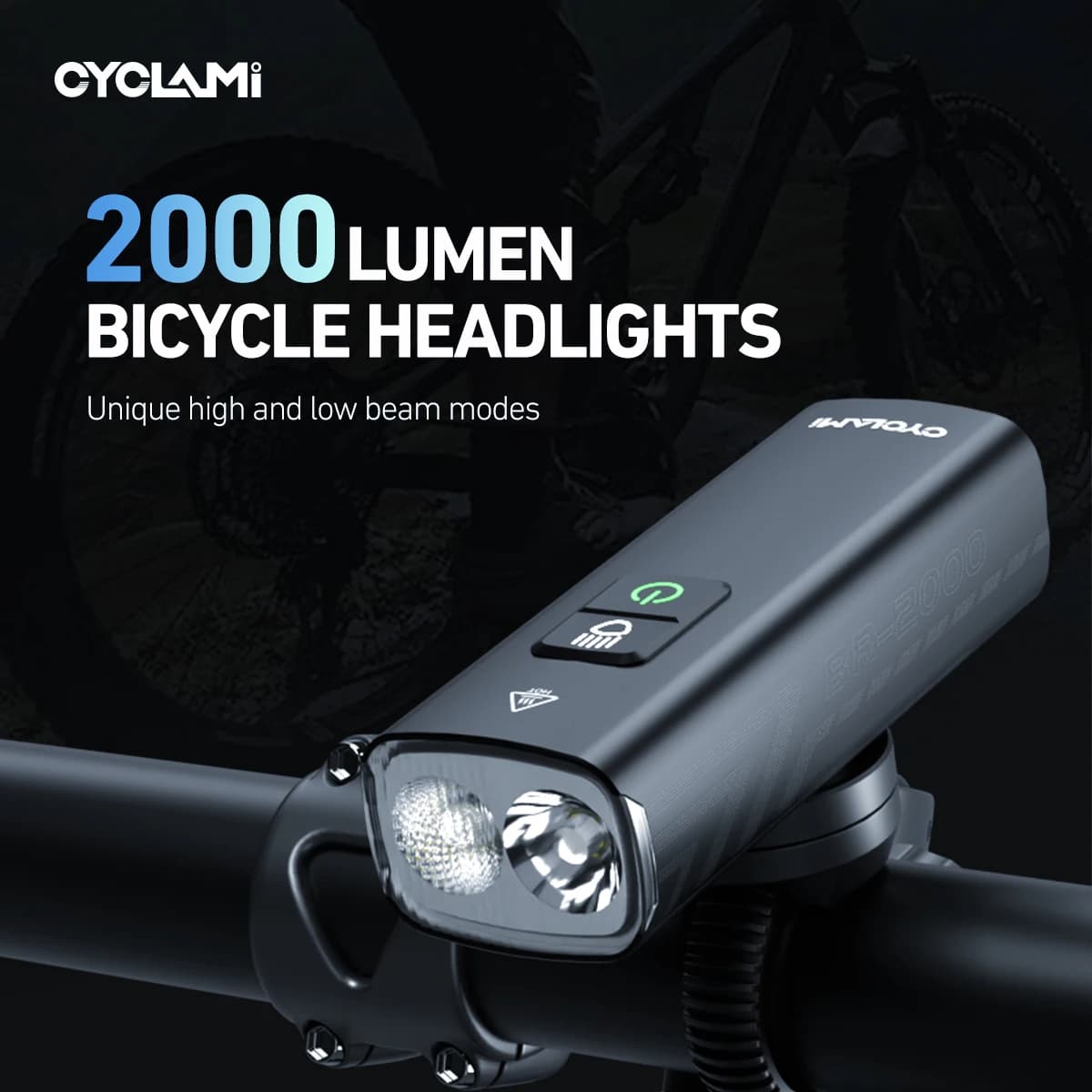 BR-2000 High Brightness Bicycle Light 1200 2000 Lumens Bike Multi-Function Rechargeable CYCLAMI Road MTB Cycling Front Lights