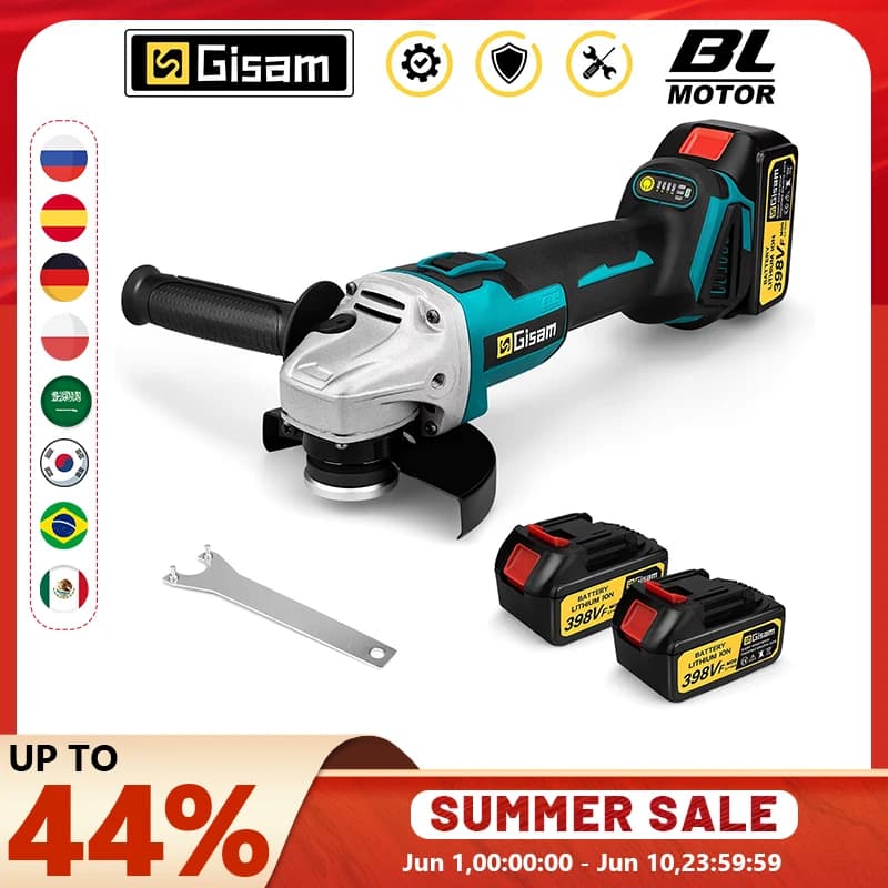 Gisam 125mm M14 Brushless Angle Grinder Cutting Machine Cordless Electric Angle Grinder Power Tools for Makita 18V Battery Pins