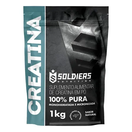 Creatina Monohidratada 1kg Soldiers Nutrition 100% Pura Importada Alta Performance Músculo Treino Sem Sabor