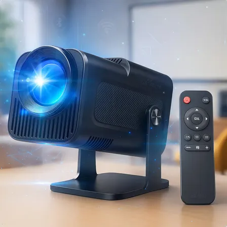 Projetor Hy320 Davely Smart Tv Android Wifi6 390 Ansi Lumens Full Hd 4k Mini Projetor Portátil Preto Com Controle Remoto 127/220v